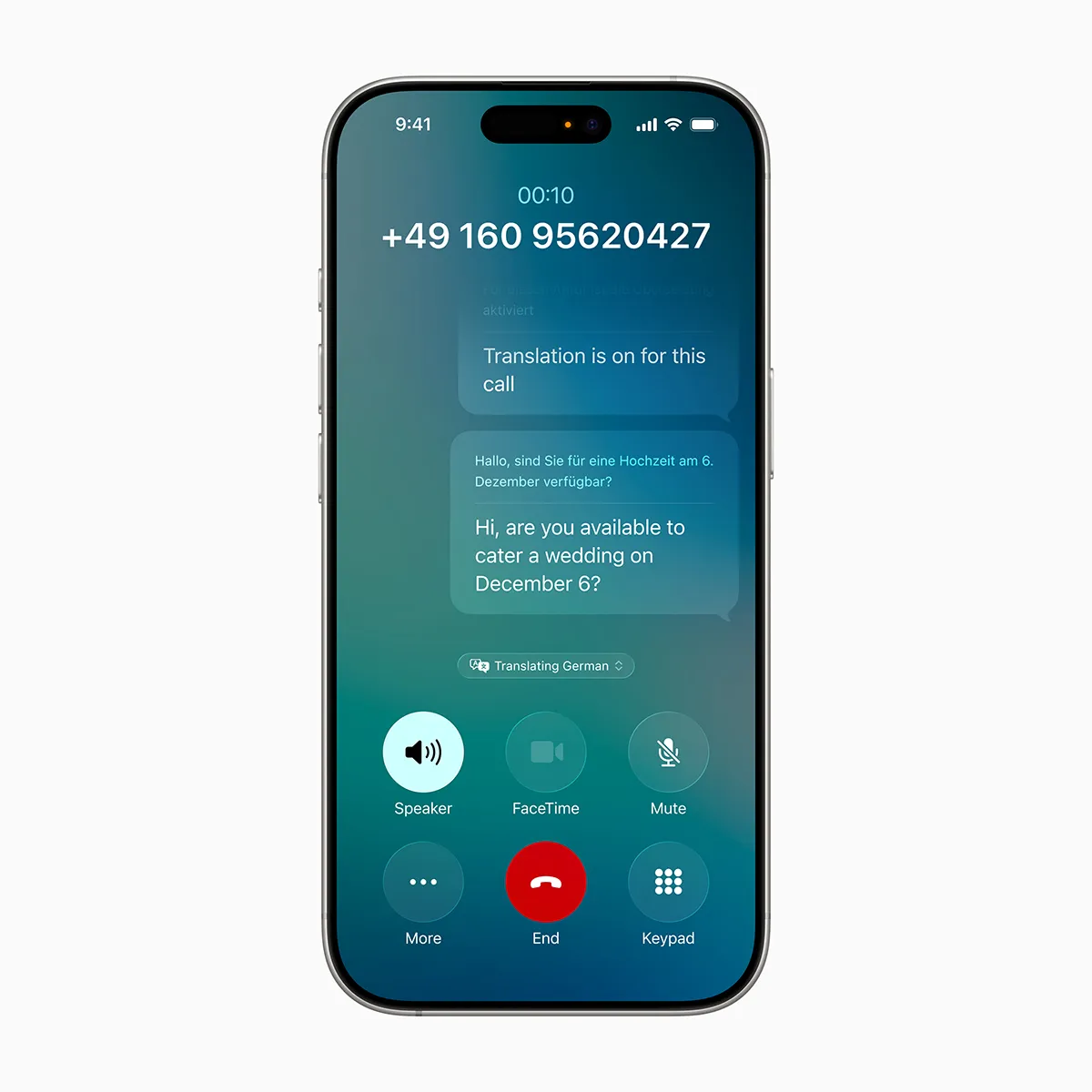 iOS 26 功能解析:Apple Intelligence 來襲,iPhone 進入 AI 個人時代 6 Live Translation 整合至「訊息」、FaceTime 和「電話」中,協助使用者跨語言溝通,即時翻譯文字與語音內容