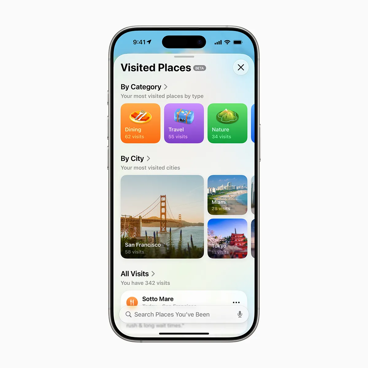iOS 26 功能解析:Apple Intelligence 來襲,iPhone 進入 AI 個人時代 18 iOS 26 使用者可以選擇讓 iPhone 偵測自己位於餐廳或商店等地點,並在「地圖」中查看所有 Visited Places。